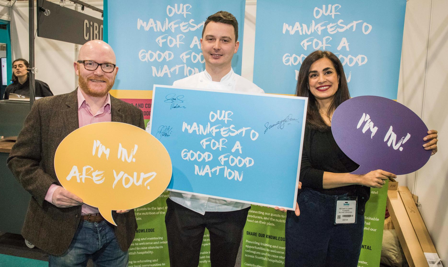 (L-R) Supporters Gary Maclean, Derek Johnstone and Sumayya Usmani