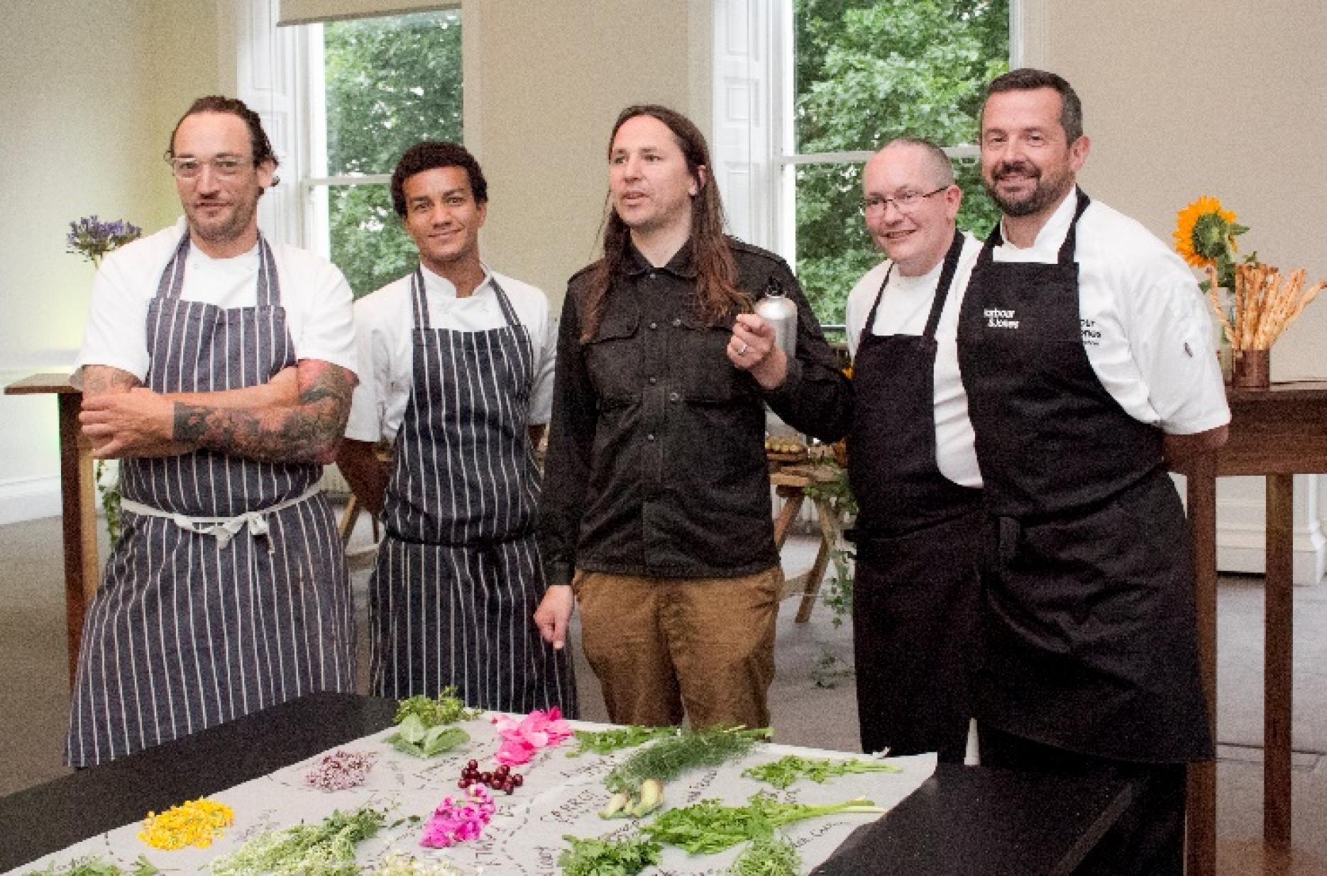 Forager Miles Irving with the H+J catering team Miles Irving forage H+J 41 Portland Place
