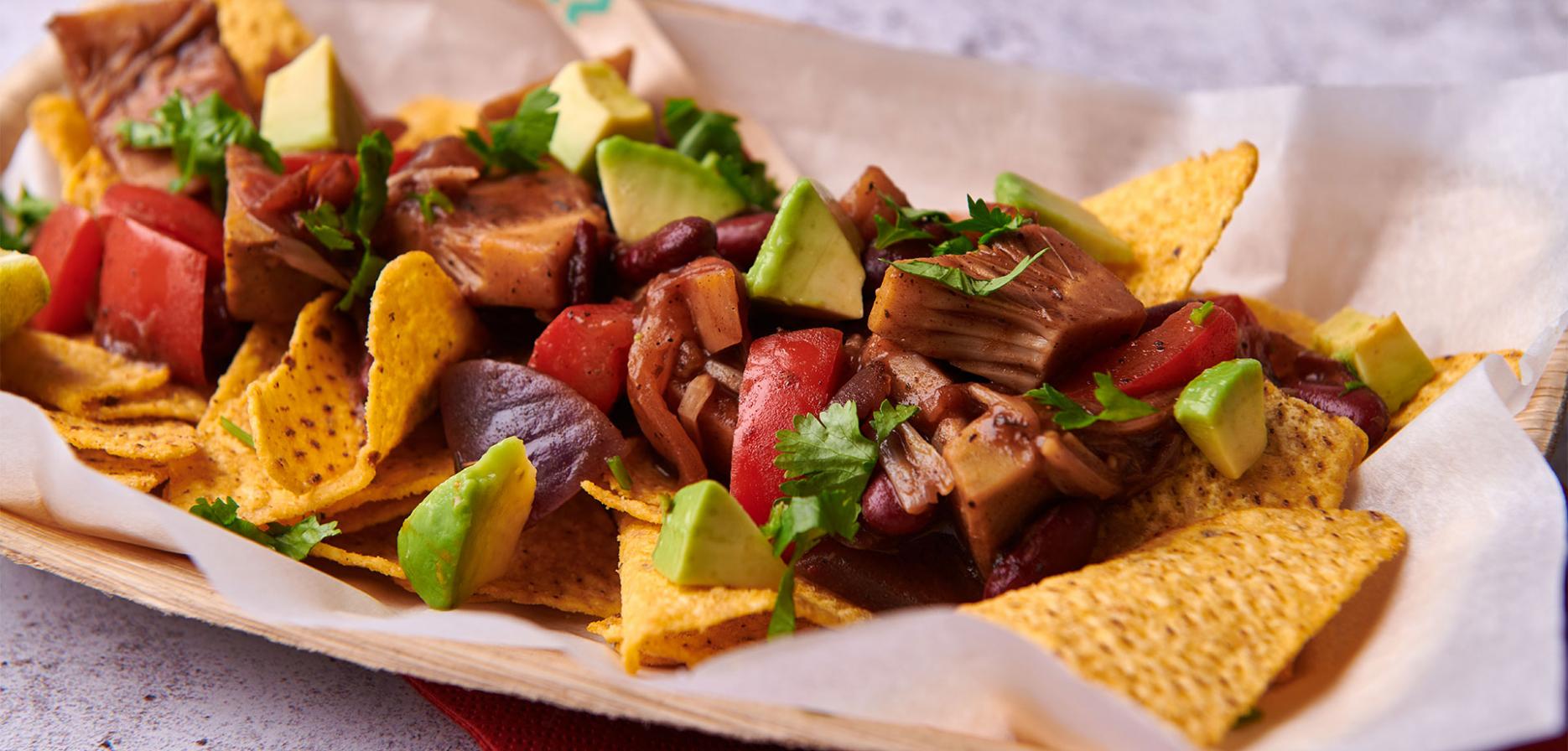 Premier Foods’ Bisto Mexican Jack fruit and Bean Birria with Avocado on Nachos Premier Foods’ Bisto Mexican Jack fruit and Bean Birria with Avocado on Nachos