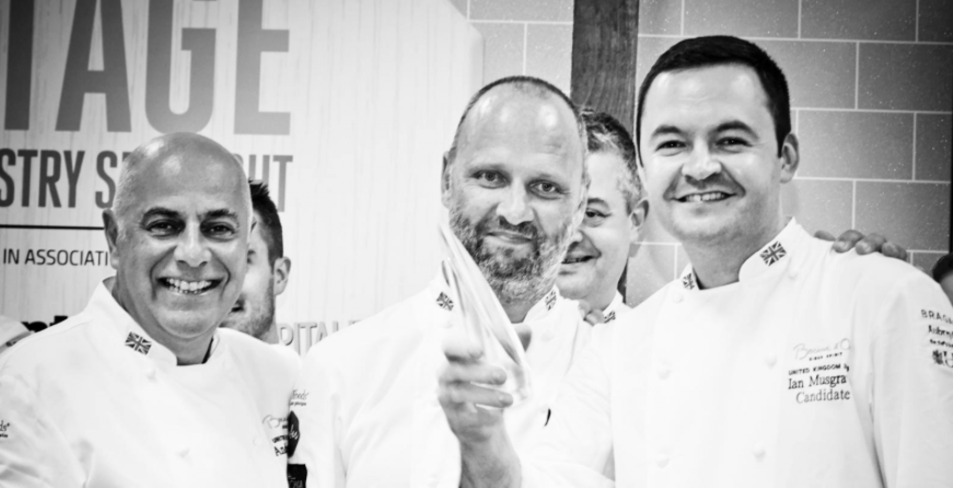 Andreas Antona Chair of Bocuse d’Or UK Academy, Simon Rogan President of Team UK and Bocuse d’Or UK candidate 2020, Ian Musgrave Ritz London chef Bocuse d'Or Ian Musgrave