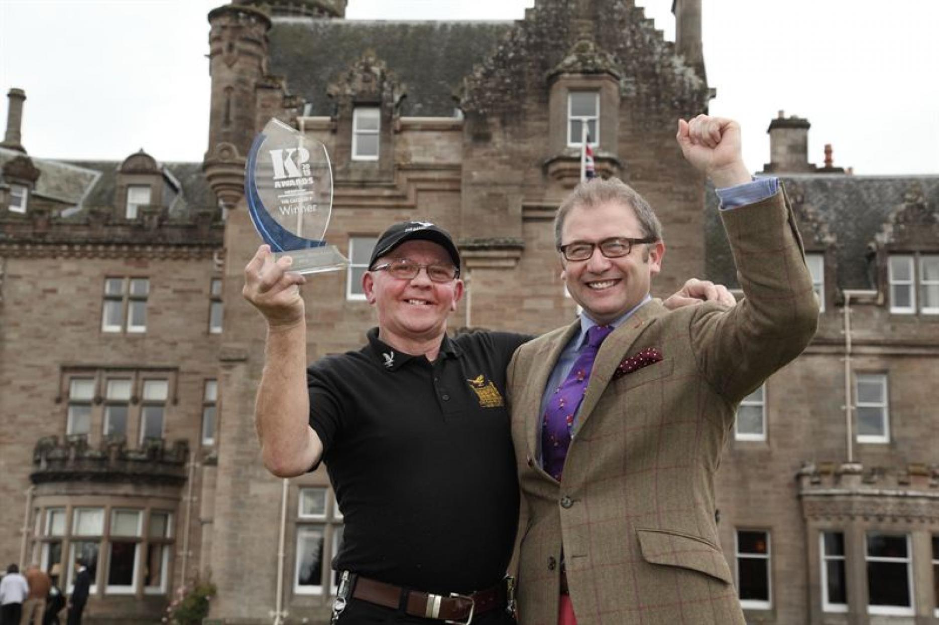 Peter Barnetson, winner, with Stephen Kinkead, managing director of Winterhalter UK
