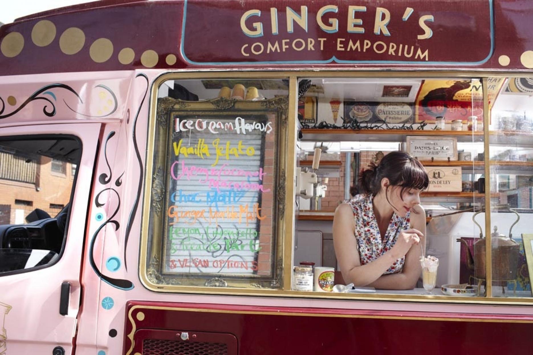 Claire Kelsey at her Ginger's Comfort Emporium in Manchester Airport