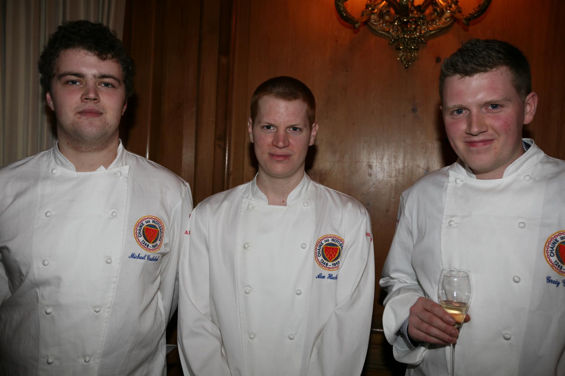 Chef winner Alex Hucker with runners-up Michael Cruikshank and Greig Young