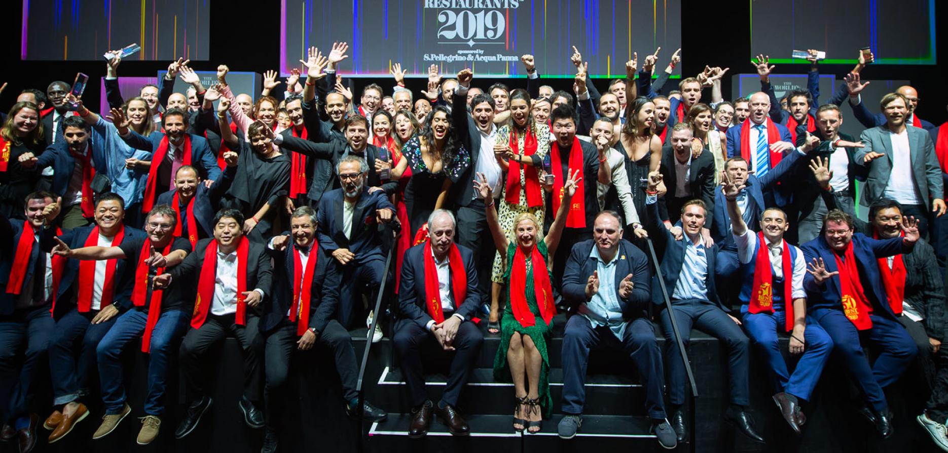 The 2019 World's 50 Best winners celebrating The Word's 50 Best Restaurants Awards