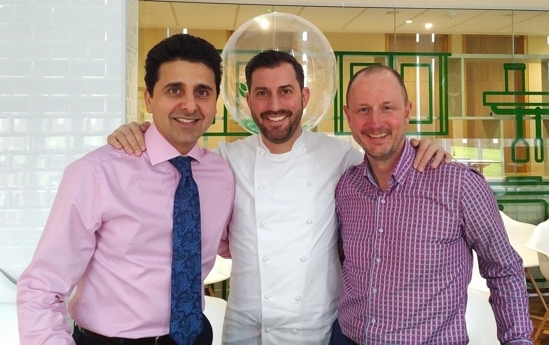 Raj Tugnait (Brakes Operating board director), Mark, and Adam Collett (Marketing director – Brakes Independent). Brakes partners with Mark Sargeant