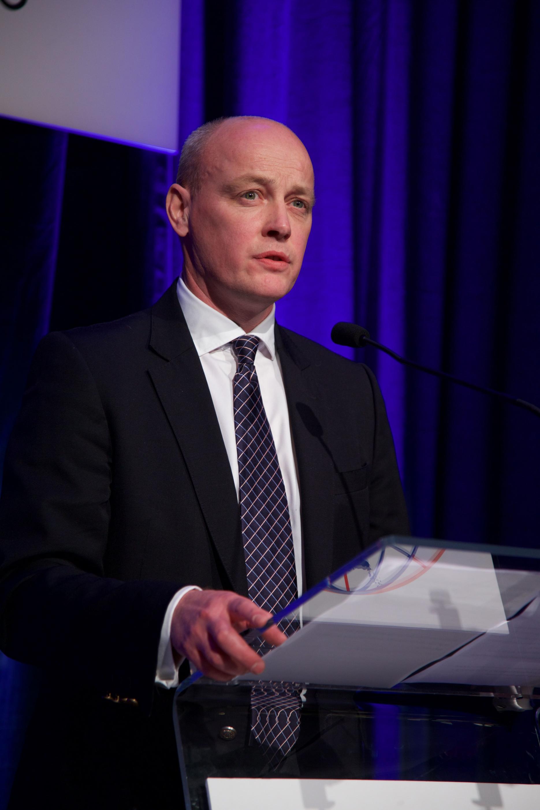 Peter Allan, president of the BFFF, gave a speech at the BFFF luncheon BFFF, Frozen Food, Peter Allan, London, Hilton, images