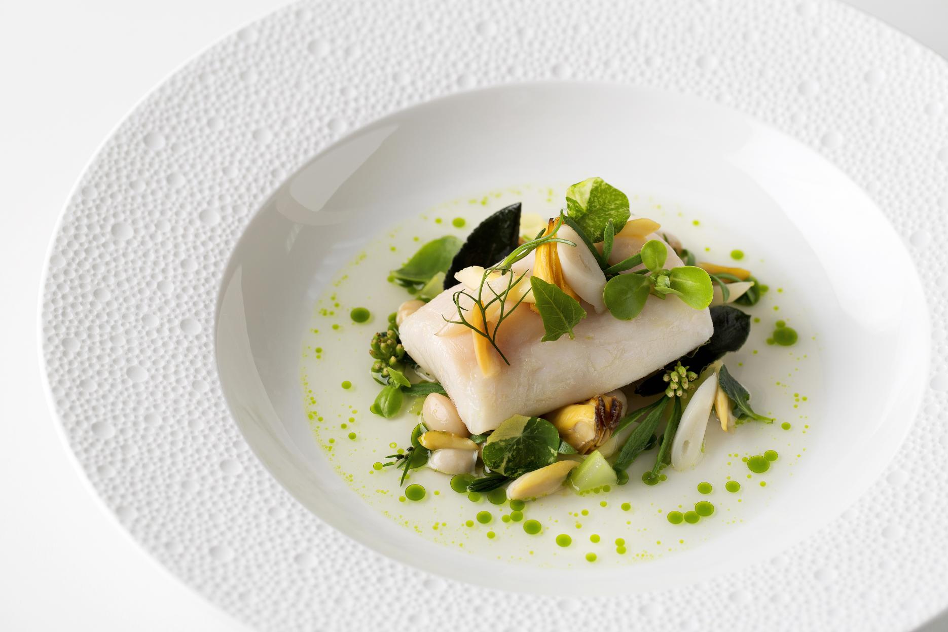 Sea bass signature dish at Restaurant Gordon Ramsay