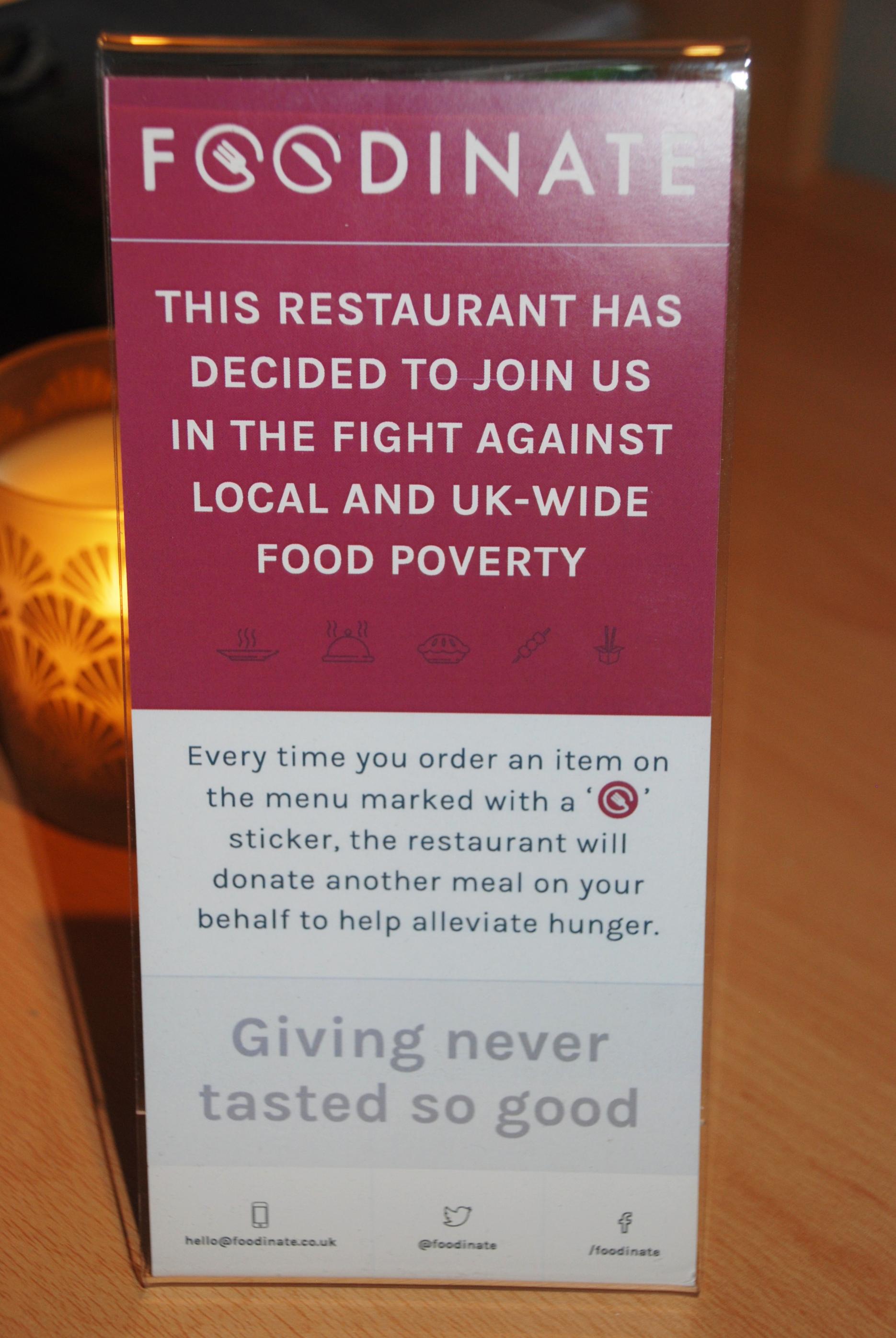 Two chains are undertaking a trial run of the scheme Restaurants sign up to Foodinate to tackle food poverty