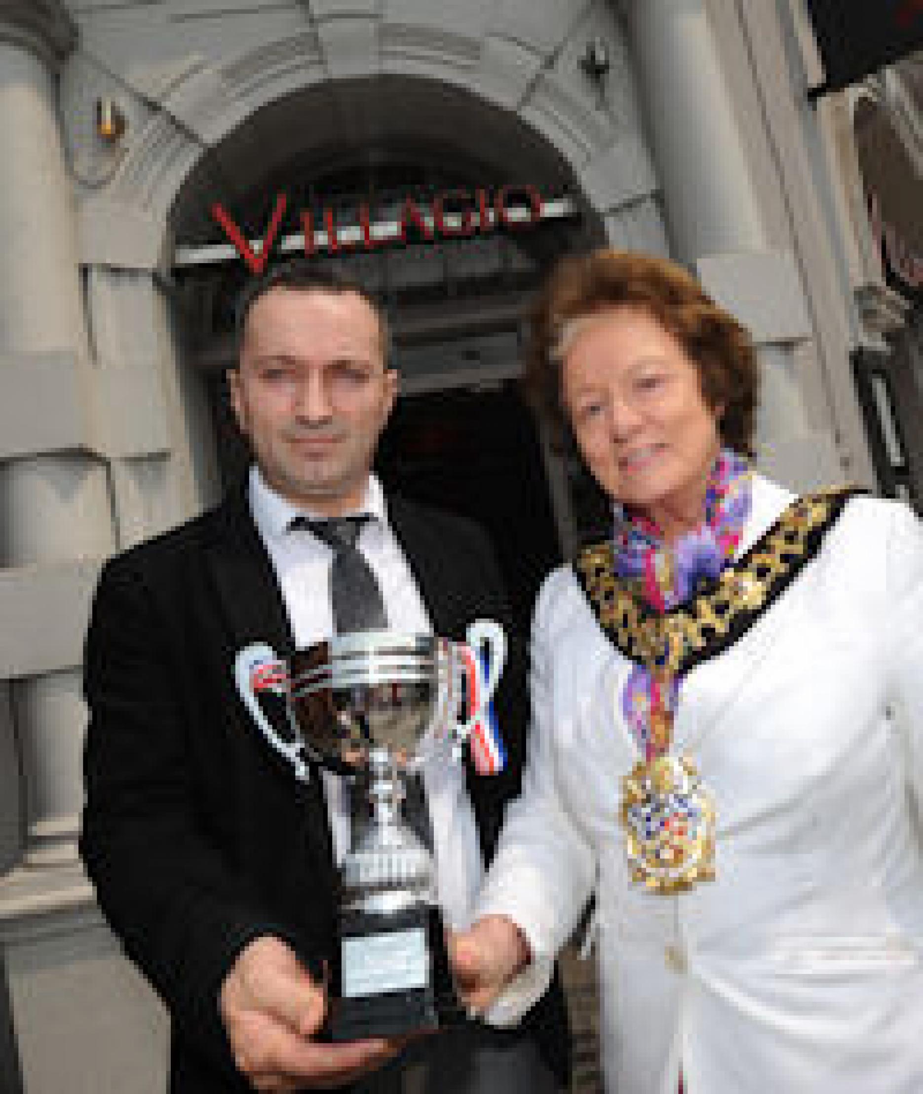 Villagio general manager Faruk Morina & the Mayor of Hammersmith and Fulham, Councillor Frances Stainton.