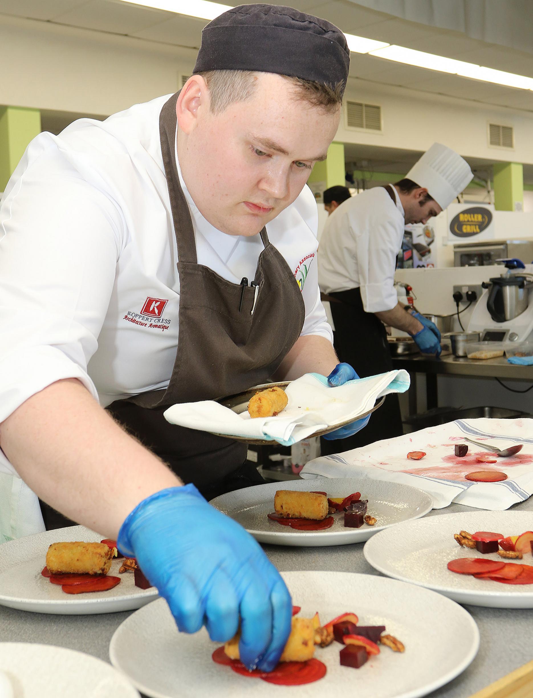 Arron Tye, Junior Chef of Wales 2018 winner in action
